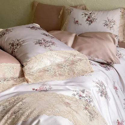 Decobites Vintage Lace Princess Floral 1000TC Egyptian Cotton Bedding Set