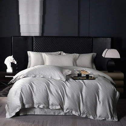 Decobites Luxury Egyptian Cotton Jacquard Bedding Set with Duvet Cover, Sheet, and Pillowcases