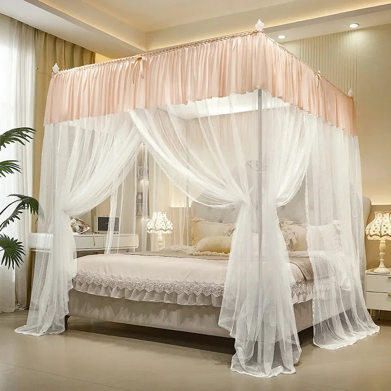 DecorBites™ Large Space Mosquito Net with Bracket. Encrypt Mesh, Insect-Proof Bed Curtain for Household.