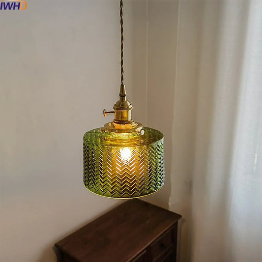 DecorBites™ Green Glass Pendant Light Chandelier - Nordic LED Hanging Lamp for Home Decor
