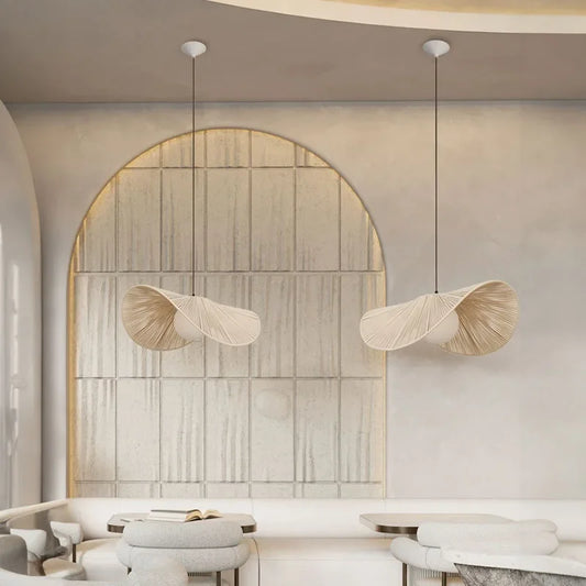 ديكوربايتس™ - ثريا نورديك عتيقة على شكل قبعة مصنوعة من حبل قطني مناسبة للمقهى وغرفة النوم