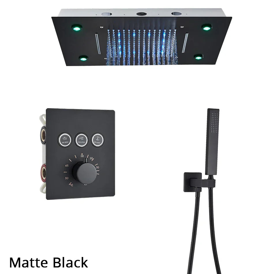 نظام دش DecorBites™ ثلاثي الاتجاهات مع رأس شلال مطري وصنبور خلاط حوض الاستحمام.