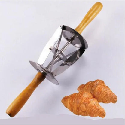 Cortador de masa para croissants DecorBites™: Mango de acero inoxidable, cuchilla de rueda para repostería.