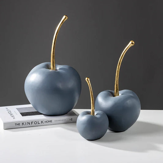 DecorBites™ Blue Resin Apple Ornaments - Lucky Fruit Sculpture for Home Decoration