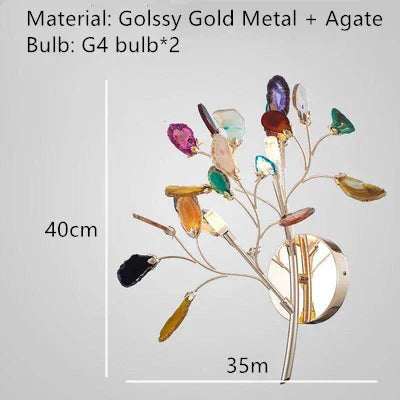 ديكوربايتس™ مصباح حائط LED من العقيق، تركيب سطحي معدني ذهبي، لمبة E14 G4