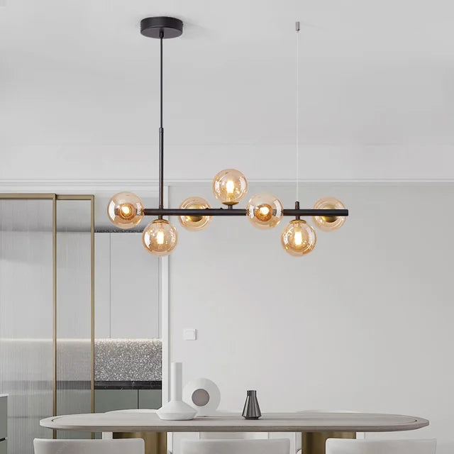 DecorBites™ Golden Glass Ball Chandelier: Modern Nordic LED Pendant Lighting for Home Décor