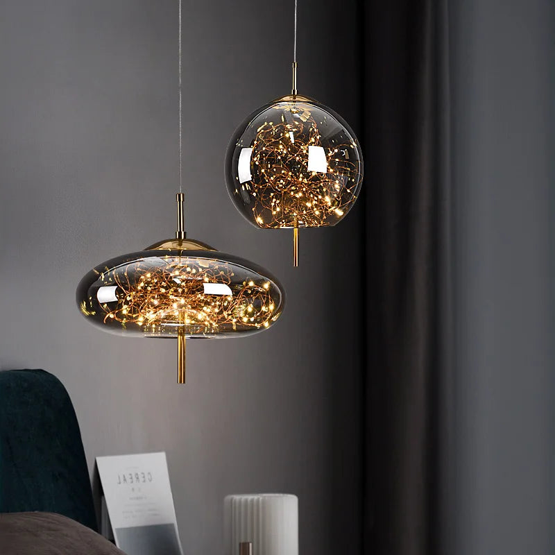 Nordic Star Glass Pendant Light With Long Cord