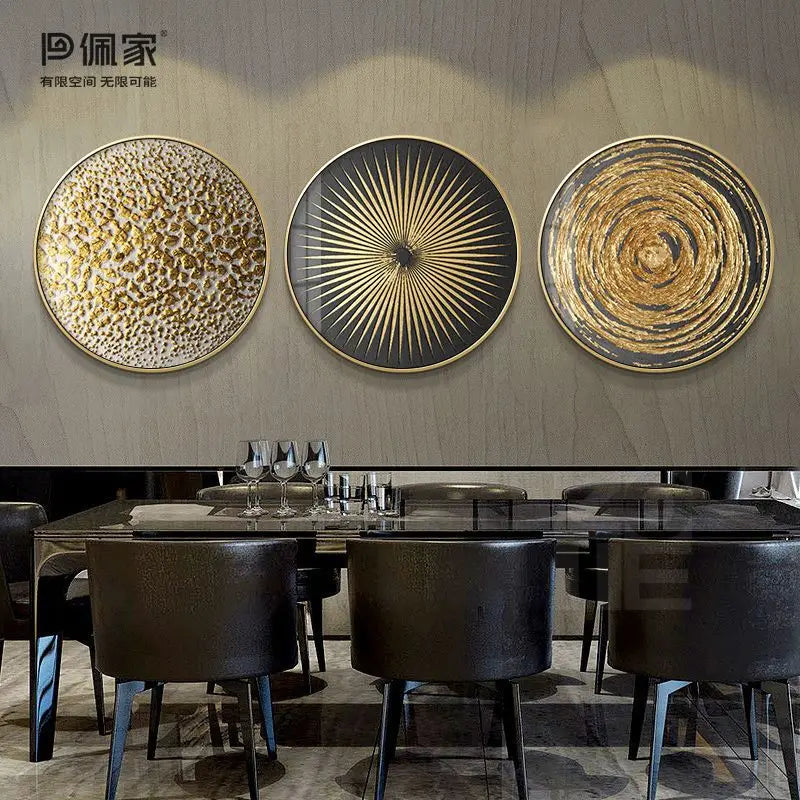 Pintura decorativa abstracta en lámina de oro Decorbites™ para espacios de comedor de lujo