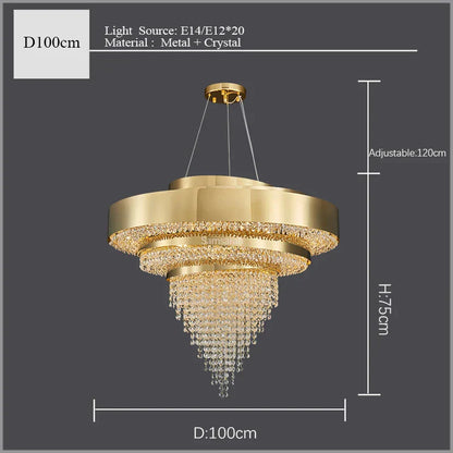 DecorBites™ Golden Crystal Chandelier for Luxury Living & Dining Rooms