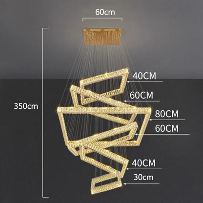 DecorBites™ Crystal Chandelier Stair Pendant Lamp Living Room Pendant Lights Interior Lighting