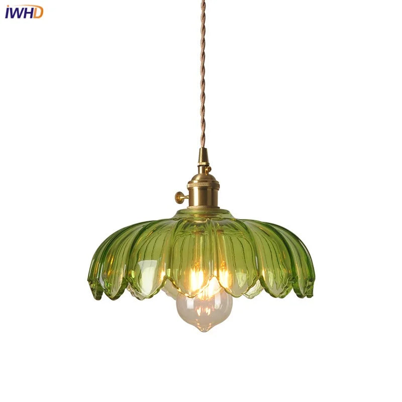 DecorBites™ Green Glass LED Hanging Pendant Lights