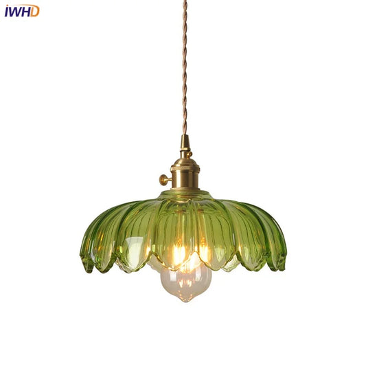 DecorBites™ Green Glass LED Hanging Pendant Lights