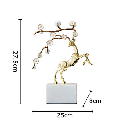 DecorBites™ Deer Antlers Statue - Enamel Sika Deer Sculpture for Room Decor