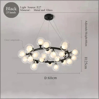 DecorBites™ LED Glass Chandelier Pendant Lamp for Living Room Dining Room Lighting