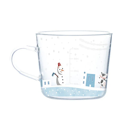 DecorBites™ 500ml Glass Mug with Handle and Scale for Breakfast Milk at Home or Office