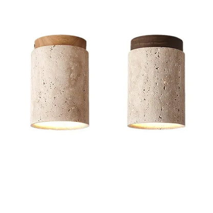 Modern Travertine Stone Pendant Light in White