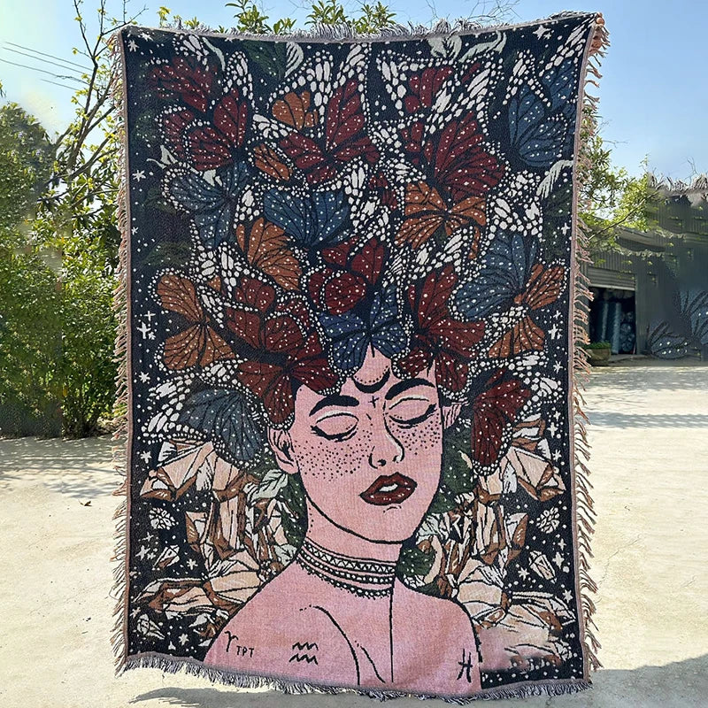 DecorBites™ Abstract Face Pattern Throw Blanket 130x180cm