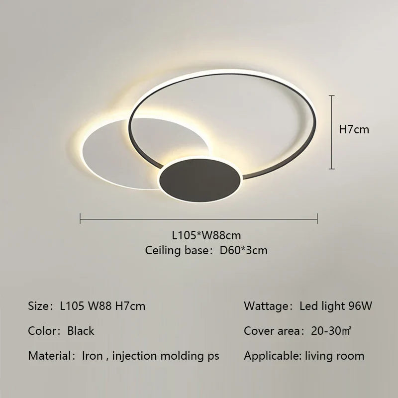 DecorBites™ Circles LED Ceiling Lights Modern Minimalism Dimmable Bedroom Lamp Fixtures