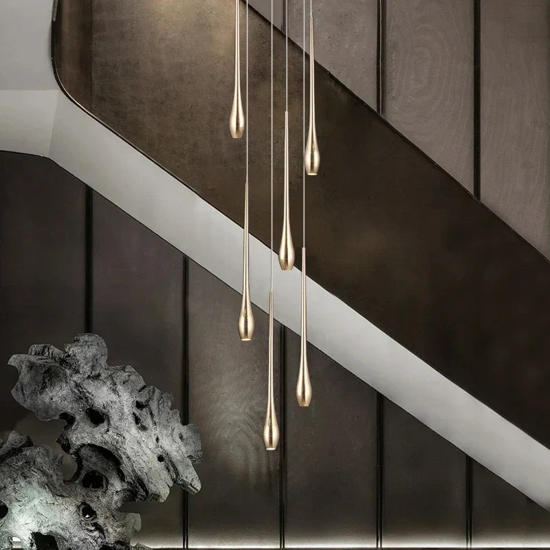 Decorbites™ Candelabro de LED Dorado para Salón de Villa Dúplex y Escalera
