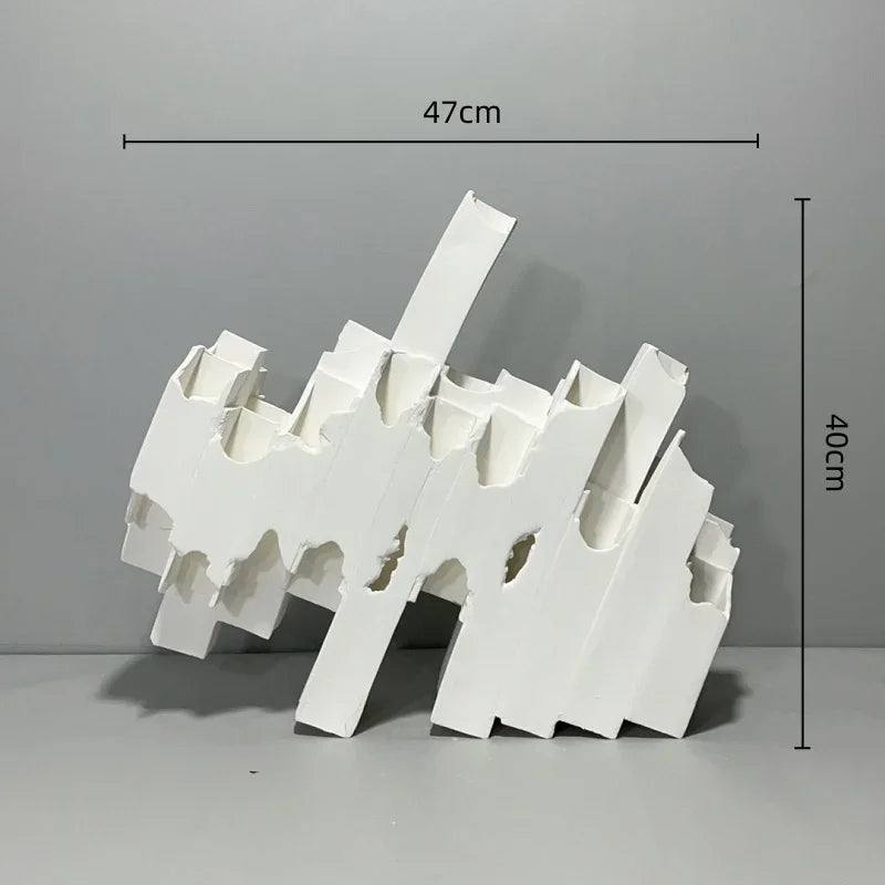 DecorBites™ Escultura geométrica de cerámica para arreglos florales, tubo cuadrado, decoración irregular