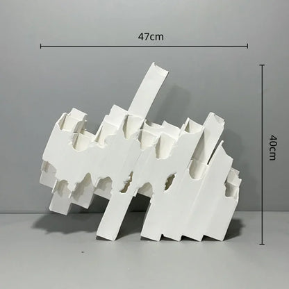 DecorBites™ Escultura geométrica de cerámica para arreglos florales, tubo cuadrado, decoración irregular