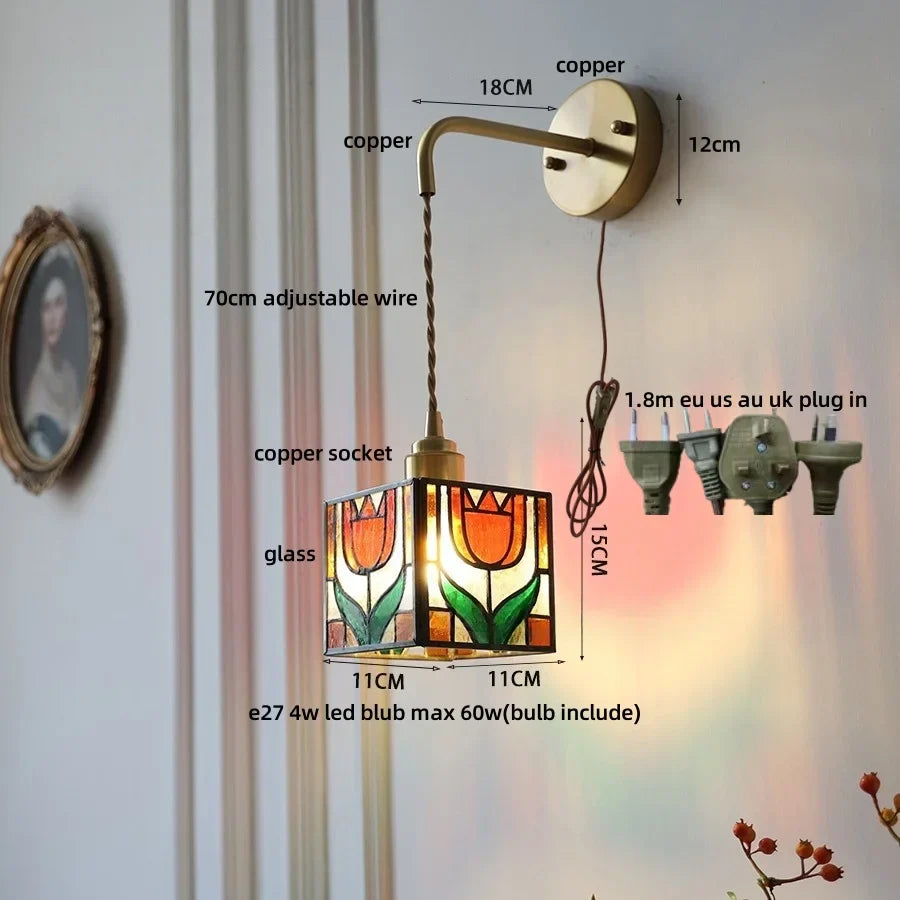 DecorBites™ Clear Flower Acrylic LED Wall Lamp: Copper Modern Nordic Stair Light