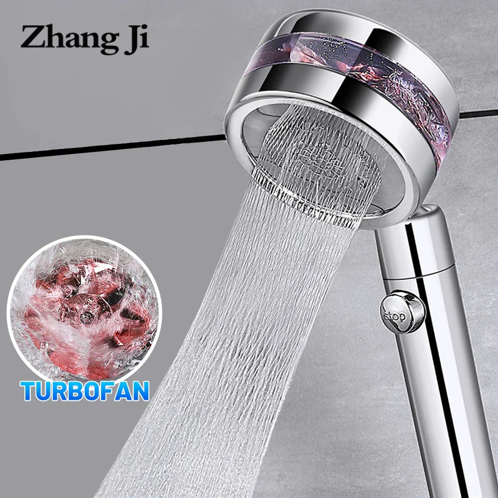 DecorBites™ Double Panel Turbo Shower Head with Spiral Water Flow and One Key Stop