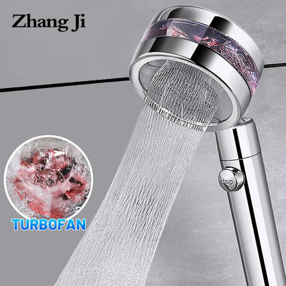 DecorBites™ Double Panel Turbo Shower Head with Spiral Water Flow and One Key Stop