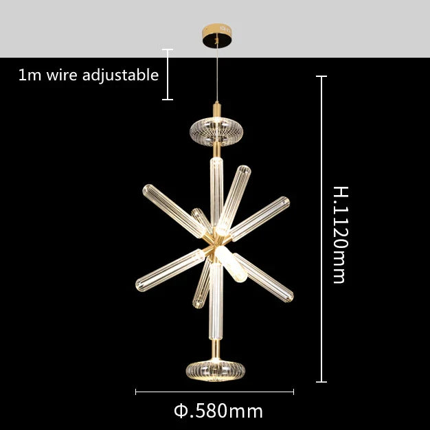 DecorBites™ Glass Tubes LED Chandelier: Modern Luxury for Living Room, Bedroom, Hotel & Aisle