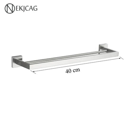 مجموعة حمام ديكوربايتس™ السوداء: حامل مناشف، حامل ورق، قضيب ذهبي، خطاف رداء - إكسسوارات من الفولاذ المقاوم للصدأ