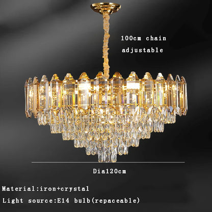 DecorBites™ Gold Amber Crystal Chandelier Lights Modern Room Decor Hanging Lamp