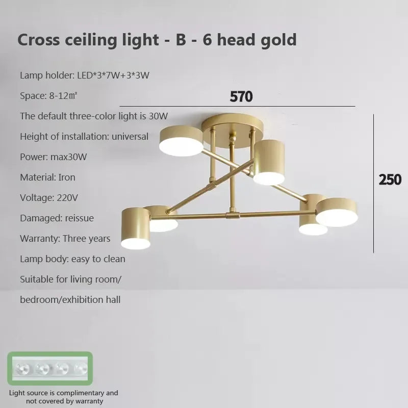 Gold Modern Ceiling Light Black-Gold Tricolor