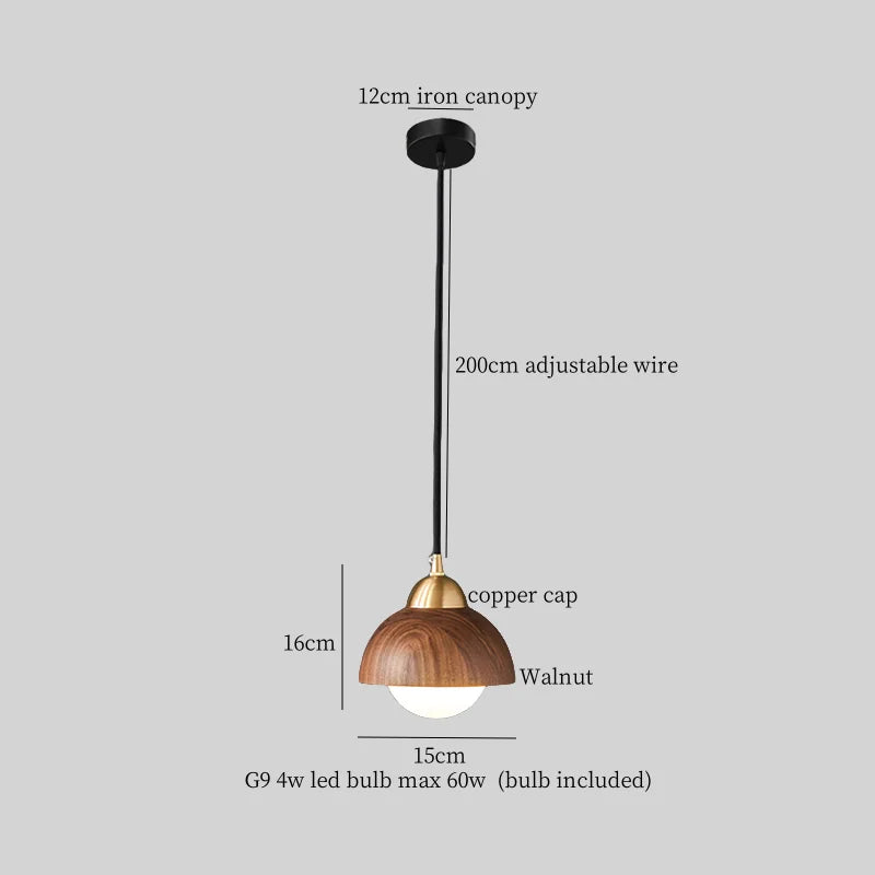 Decorbites™ Japanische LED-Hängeleuchte im Vintage-Stil aus Holz und Kupfer