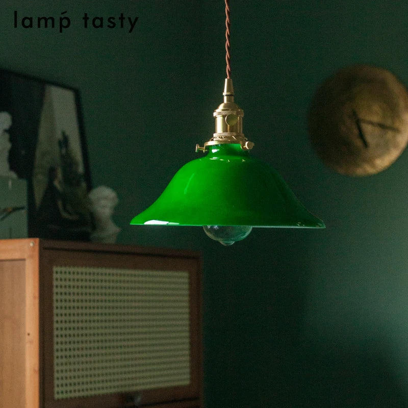 DecorBites™ Green Glass LED Pendant Light for Home Decor & Restaurant Vintage Lighting