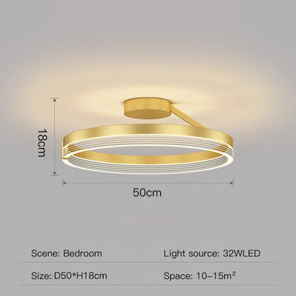 ثريا ديكوربايتس™ الدائرية باللون الأسود الذهبي: مصباح سقف بتصميم عصري لديكور المنزل
