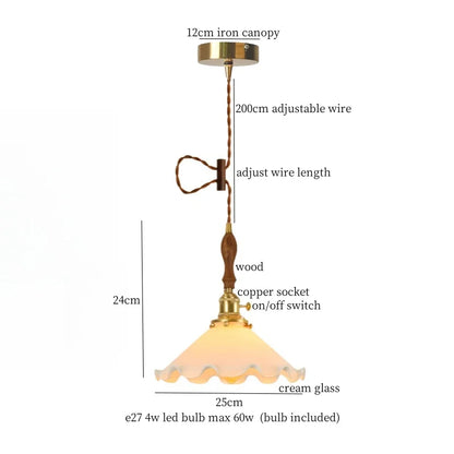 Lámpara colgante LED de cristal color crema DecorBites™ - Lámpara colgante nórdica minimalista de latón