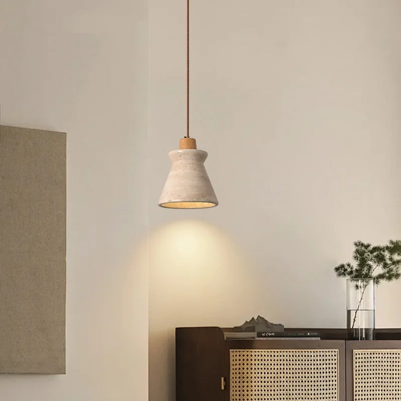 DecorBites™ LED Wood Yellow Travertine Pendant Light for Living Room Bedside - Nordic Interior Lighting