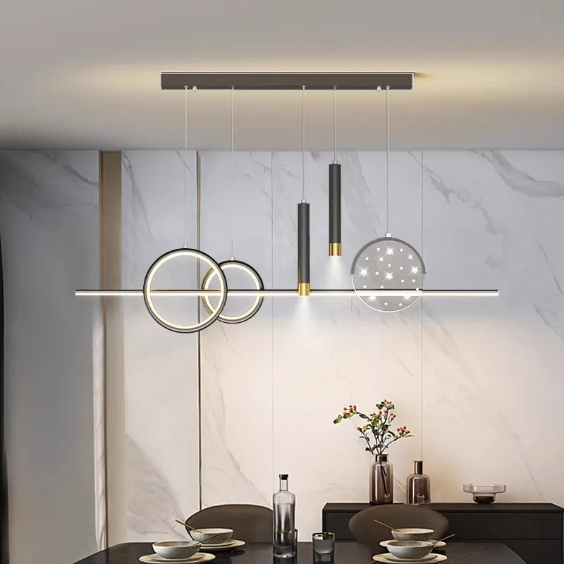 Brushed Gold LED Chandelier Black 100cm Dining