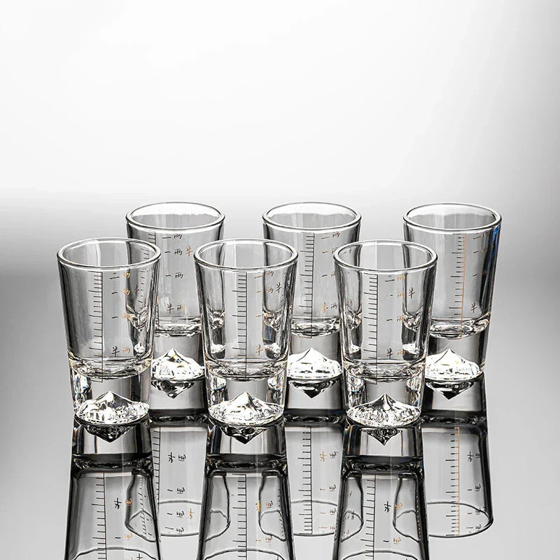DecorBites™ Clear Glass Liquor Cup Set 2oz Chinese Spirit Drinking Glasses with Graduated Line