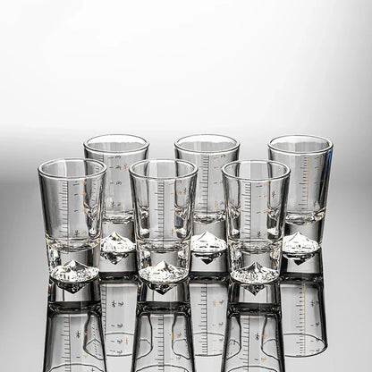 DecorBites™ Clear Glass Liquor Cup Set 2oz Chinese Spirit Drinking Glasses with Graduated Line