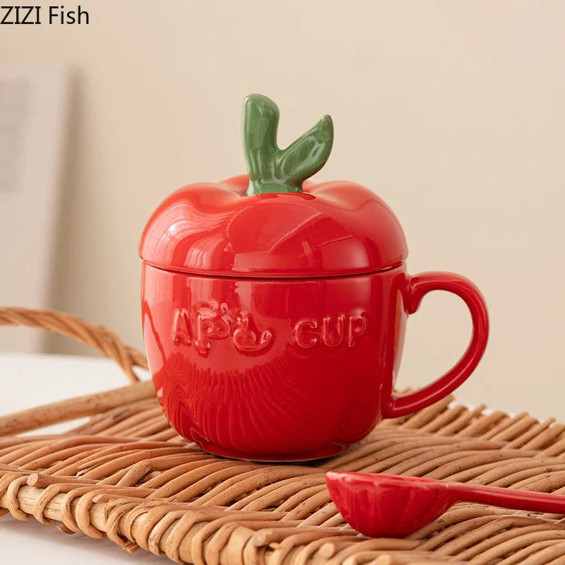 كوب سيراميك على شكل فاكهة التفاح من DecorBites™ للأطفال لتناول الإفطار والمهرجانات وهدايا أعياد الميلاد