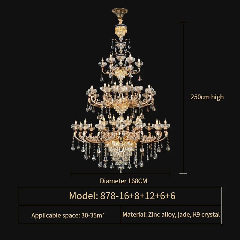 DecorBites™ Jade Crystal Chandelier: Elegant European Living Room Lamp