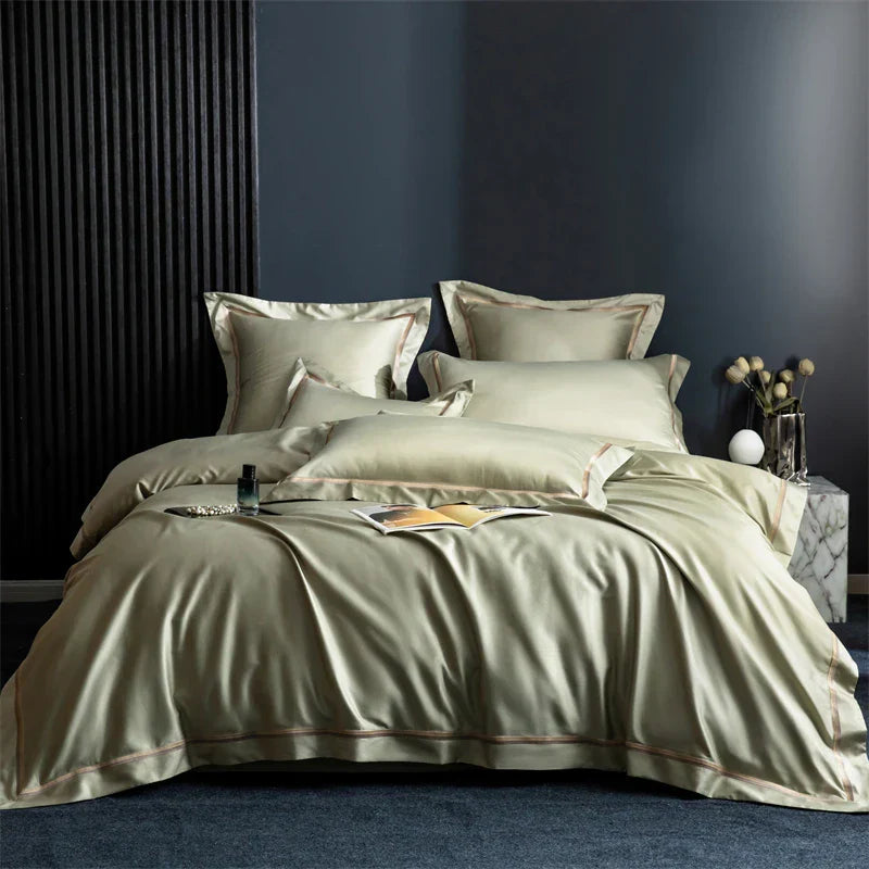 طقم مفروشات سرير مطرز على طراز الفنادق من DecorBites™ مصنوع من القطن المصري 1000TC