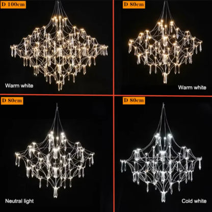 Italian Minimalist Crystal Pendant Light in Silver or Gold