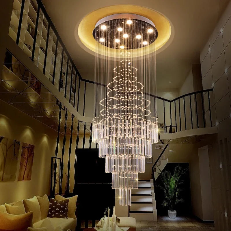 DecorBites™ Crystal Chandelier for Staircase & Living Room - Modern LED Lighting Solution