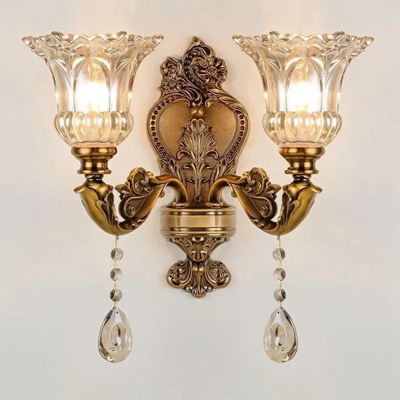 DecorBites™ Crystal Glass Dual Head Wall Lamp - European Retro Style