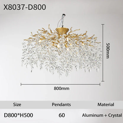 DecorBites™ Branch Crystal LED Ceiling Chandelier in Gold/Black for Dining Room Lobby