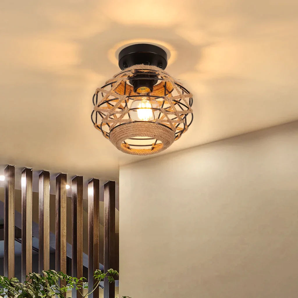 DecorBites™ Hemp Rope Ceiling Chandelier for Bedroom Living Room Kitchen LED