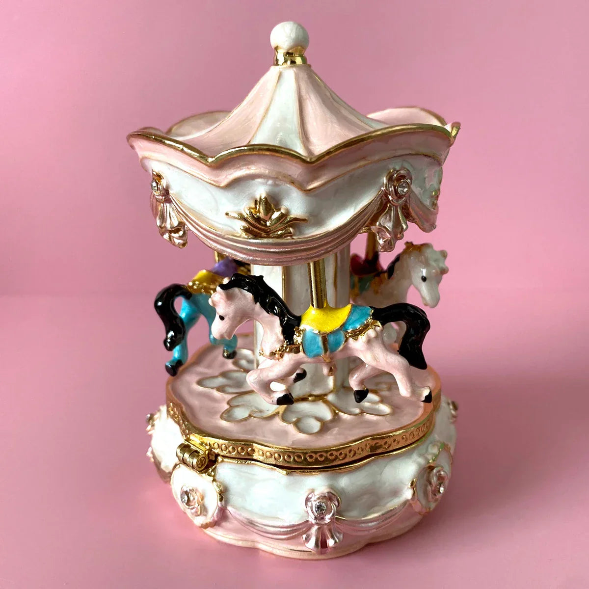 DecorBites™ Carousel Horse Figurine Trinket Box Hand Painted Collectible Ornament