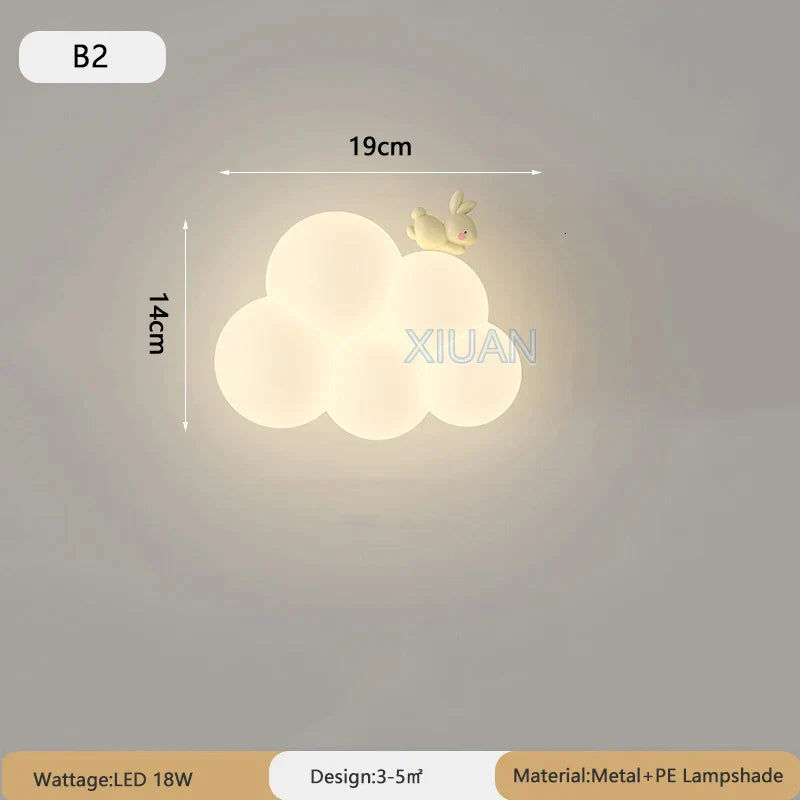 DecorBites™ Cloud Cartoon Wall Lamp for Nursery Room, Kids Bedroom, Cute Animal Sconce